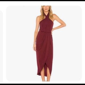Shona Joy CORE KNOT DRAPED DRESS - BURGUNDY